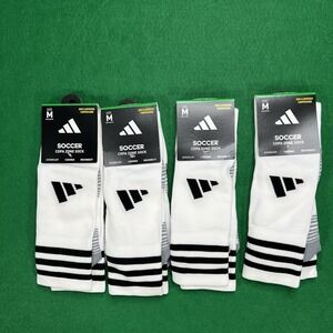 4 Pairs Adidas Unisex Copa Zone Cushion Over The Calf Soccer Socks White Medium
